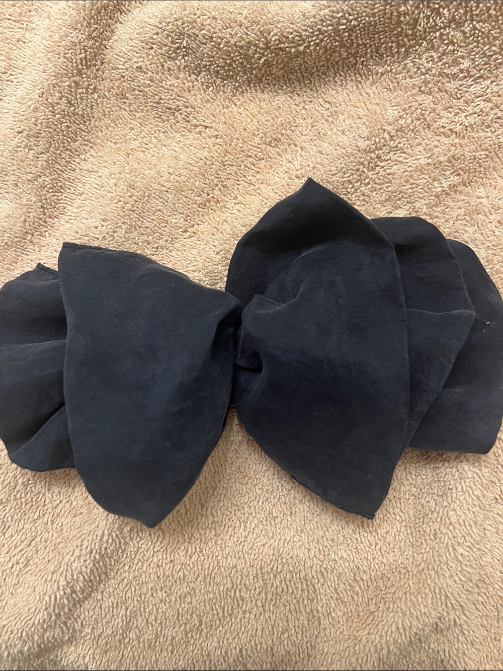 Oversized Jumbo 7” Navy Blue 100% Silk Hair Bow Barrette